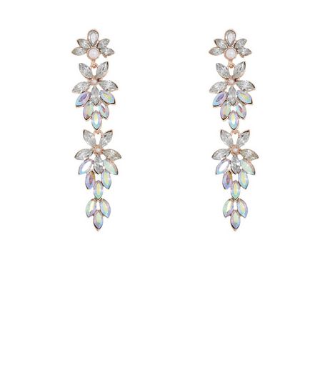 Rose Gold Crystal Drop Chandelier Earrings | New Look