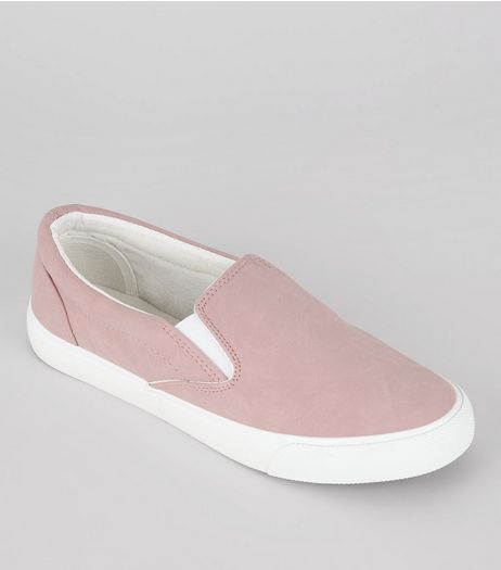 Pink Contrast Trim Slip On Plimsolls | New Look