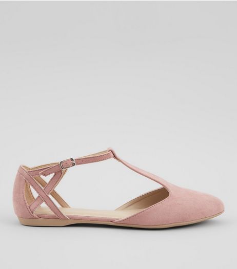 Pink Suedette Cross Strap Side Pumps | New Look