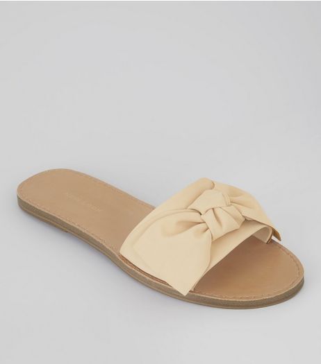Nude Bow Front Mules | New Look