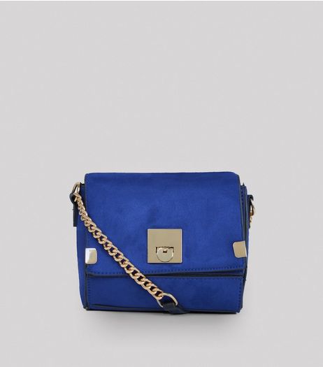 Blue Suedette Cross Body Box Bag | New Look