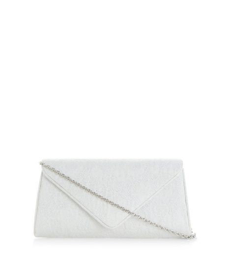 White Jaquard Clutch | New Look