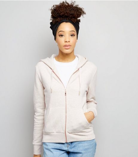 Stone Zip Front Hoodie | New Look