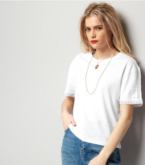 White Lace Trim Top | New Look