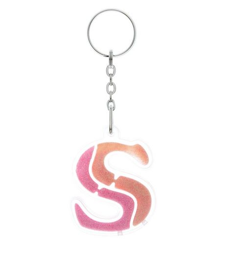 Orange Glitter S Initial Keyring | New Look
