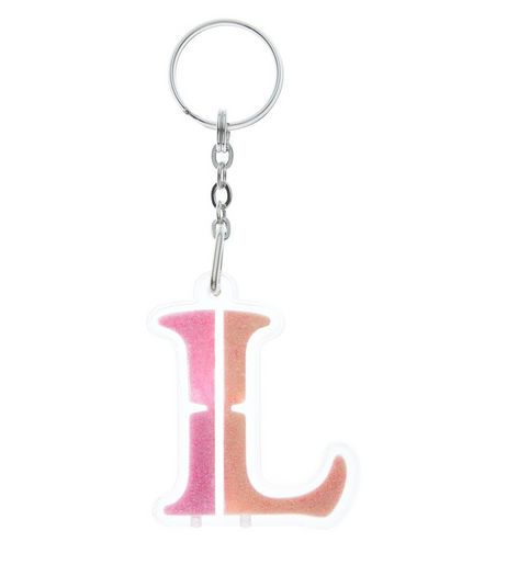 Orange Glitter L Initial Keyring | New Look