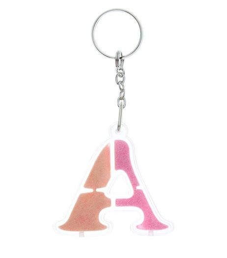 Orange Glitter A Initial Keyring | New Look