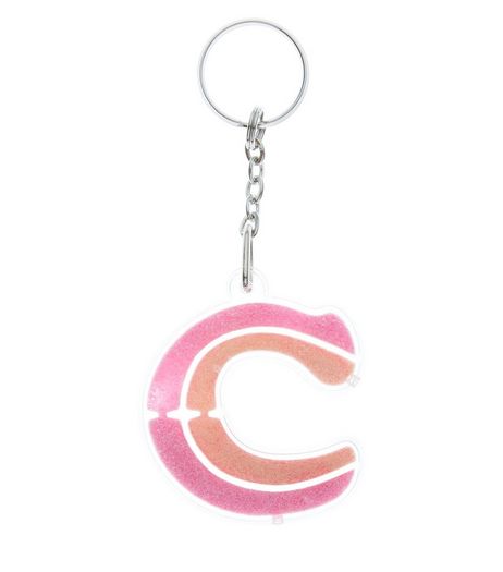 Orange Glitter C Initial Keyring | New Look