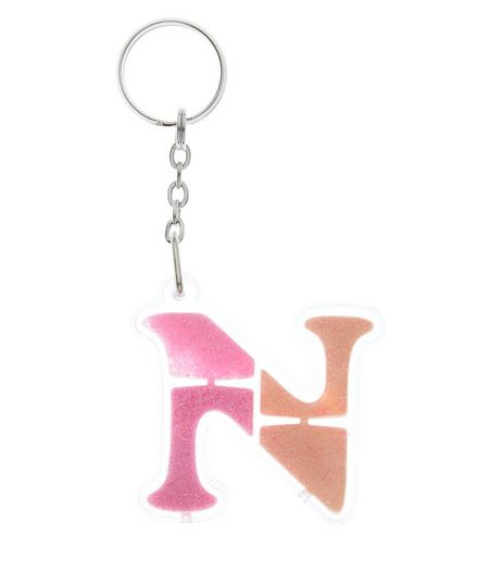 Orange Glitter N Initial Keyring | New Look