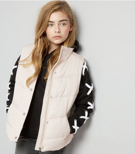 Teens White Padded Funnel Neck Gilet | New Look