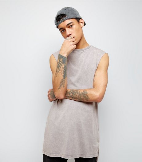 Light Grey Acid Wash Longline Vest | New Look