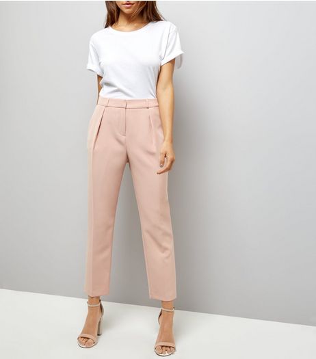 Shell Pink Pleated Front Trousers | New Look