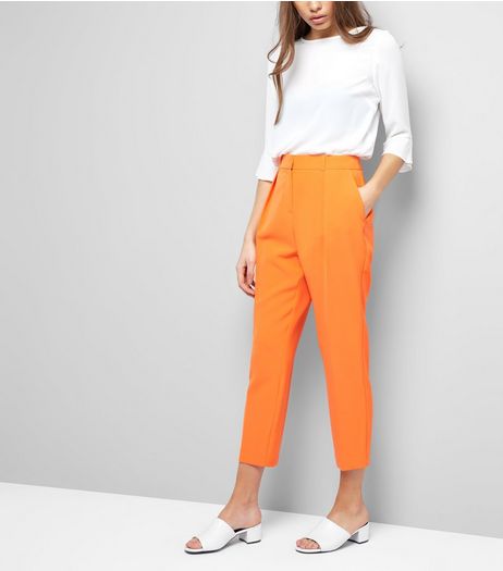 Orange Pleat Front Trousers | New Look