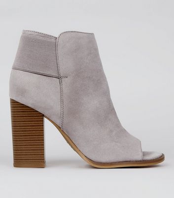 grey open toe boots
