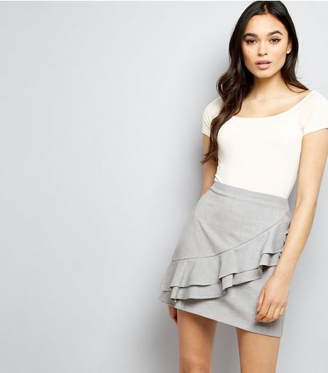 Grey Frill Trim Mini Skirt | New Look