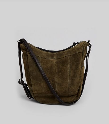 Khaki Suede Hobo Backpack | New Look