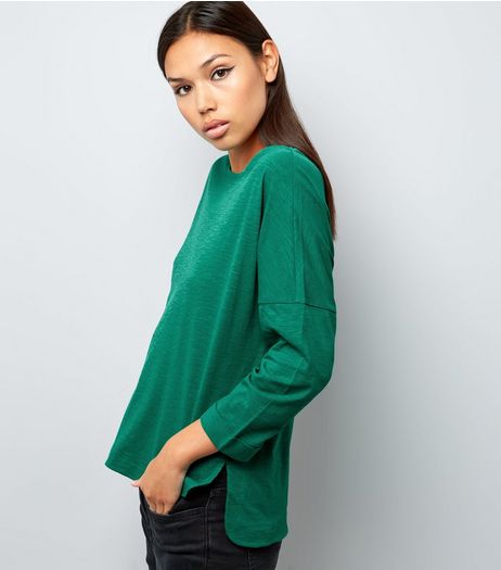 Green 3/4 Sleeve Top | New Look