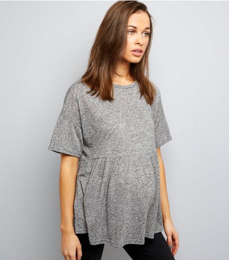 Maternity Grey Jersey Peplum Top | New Look