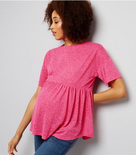 Maternity Pink Jersey Peplum Top | New Look