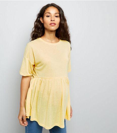 Maternity Yellow Jersey Peplum Top | New Look