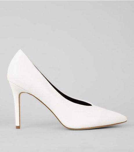 White V Front Pointed Court Shoes | New Look