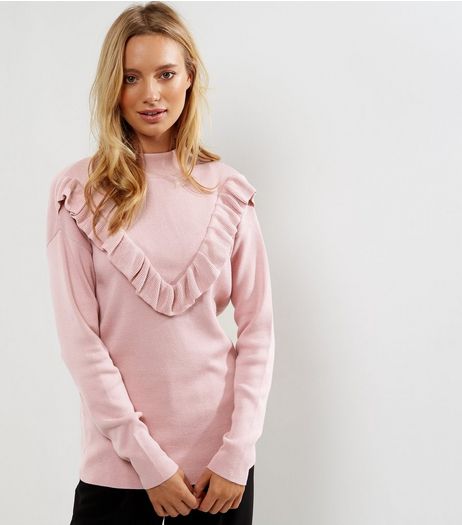 Tall Pink Ruffle Front Jumper | New Look