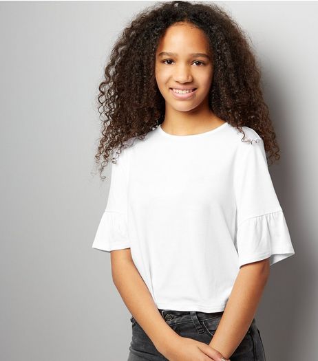 Teens White Frill Trim T-Shirt | New Look