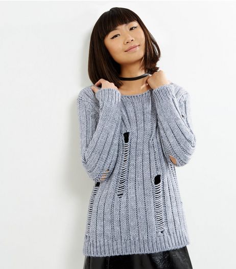 Loving This Grey Ribbed Ladder Knit Jumper | New Look