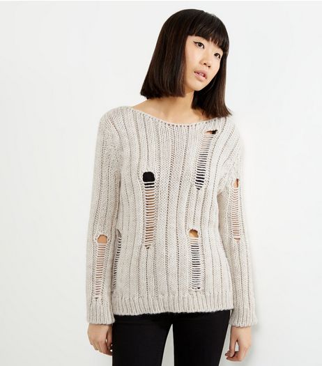 Loving This Cream Ribbed Ladder Knit Jumper | New Look