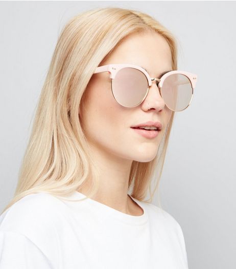 Pink Round Mirror Lens Sunglasses | New Look