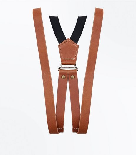 Tan Leather Braces | New Look