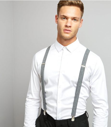 Grey Chambray Braces | New Look