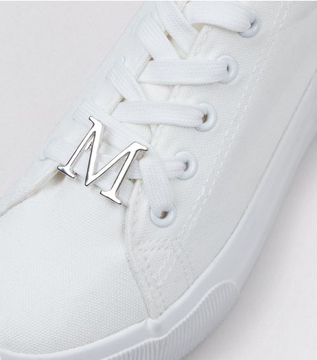 Silver M Initial Shoelace Charm | New Look