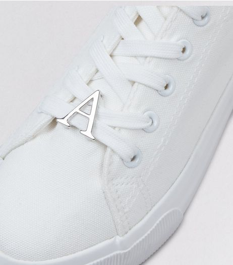 Silver A Initial Shoelace Charm | New Look