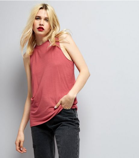 Pink Cut Out Back Raw Edge Vest | New Look