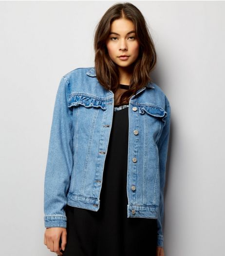 Blue Frill Trim Denim Jacket | New Look