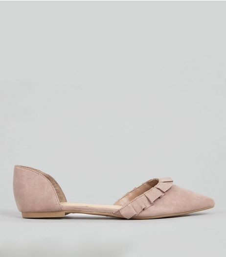 Pink Suedette Frill Trim Pointed Pumps | New Look
