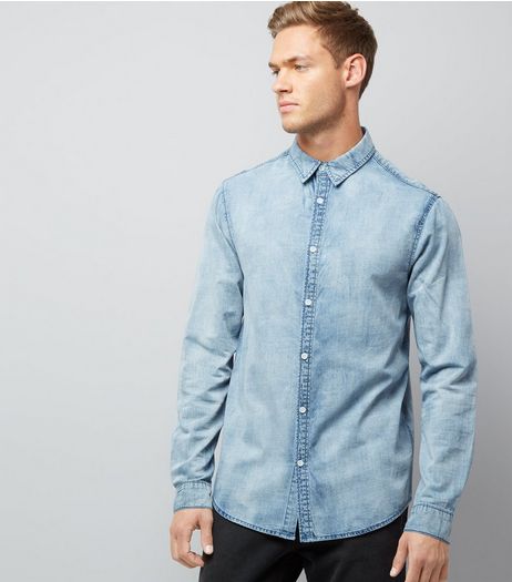 Blue Acid Wash Long Sleeve Denim Shirt | New Look