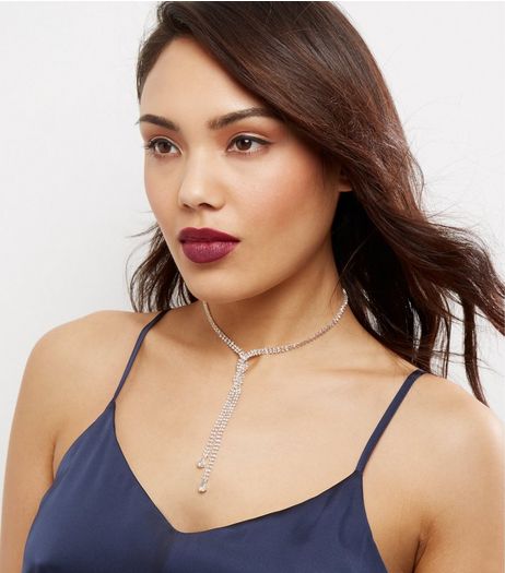 Crystal Cross Front Diamanté Necklace | New Look