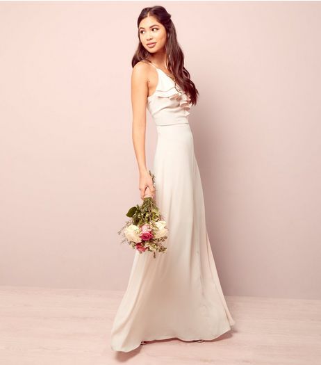 Shell Pink Frill Trim Cross Strap Maxi Dress | New Look