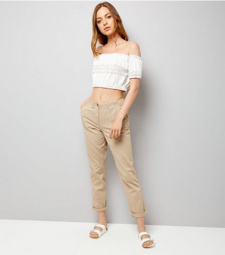 Stone Turn Up Hem Chinos | New Look