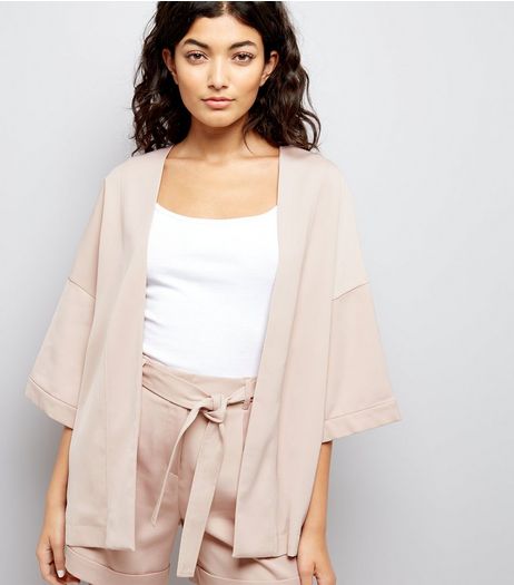 Shell Pink Sateen Kimono Jacket | New Look