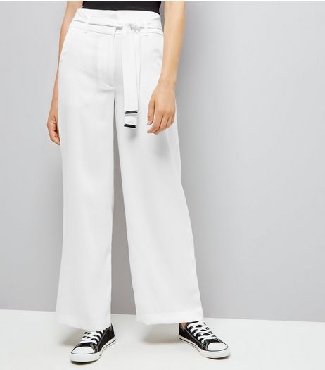 White Tie High Waisted Wide Leg Trousers | New Look