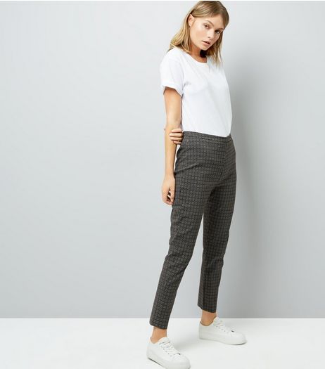 Khaki Abstract Print Bengaline Trousers | New Look