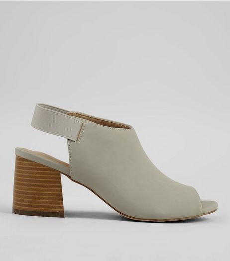 Grey Elasticated Sling Back Block Heels | New Look