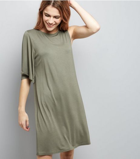 Khaki Single Sleeve Jersey T-Shirt Dress | New Look