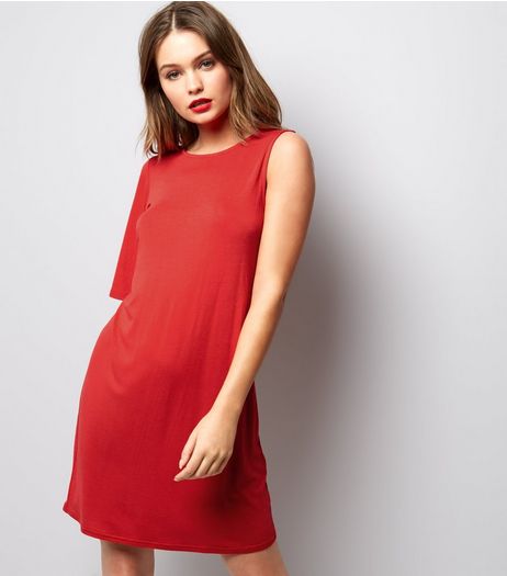 Red Jersey Single Sleeve T-Shirt Dress | New Look