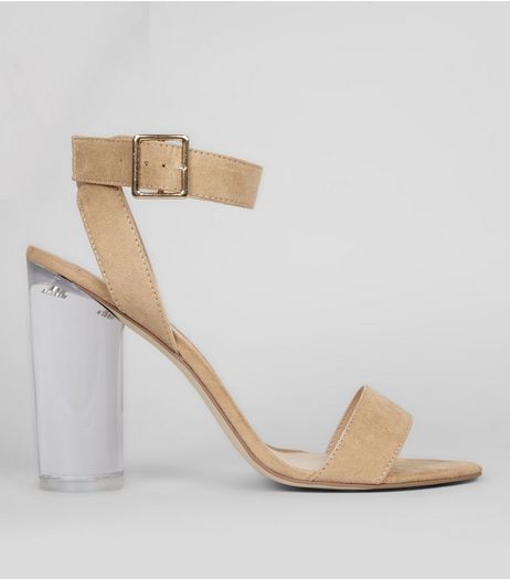 Cream Wrap Strap Clear Block Heels | New Look