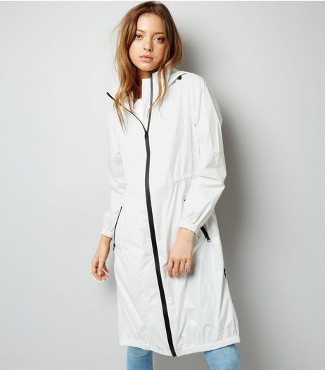 White Sports Longline Parka | New Look