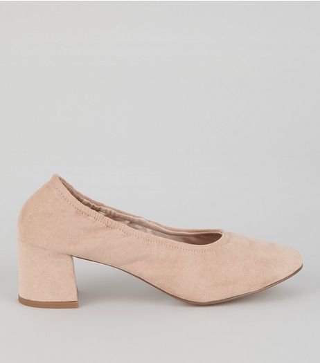 Pink Suedette Elasticated Block Heels | New Look
